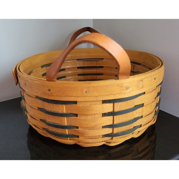 2000 Longaberger Basket Round Heartland Darning Basket 10"Rd x 4"H - Picture 4 of 16